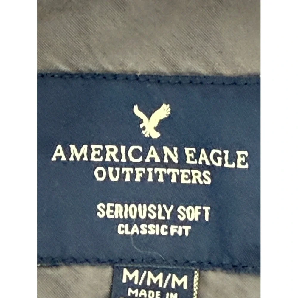 American Eagle Outfitters Mens Classic Fit Long Sleeve Button Down Shirt Gray‎ M
